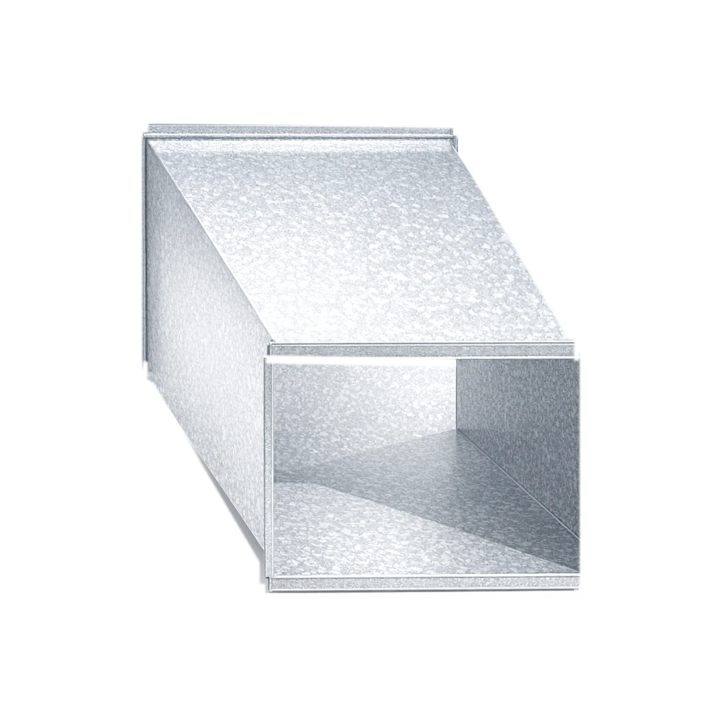 Rectangular duct offset viewed from the end showing the inlet and outlet openings displaced from each other